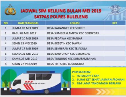 Jadwal Sim Keliling Bulan Mei 2019